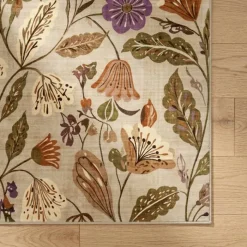 Waschbarer Teppich - Misty Flowers Creme