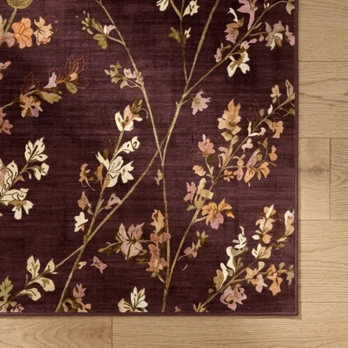 Waschbarer Teppich - Misty Floral Braun