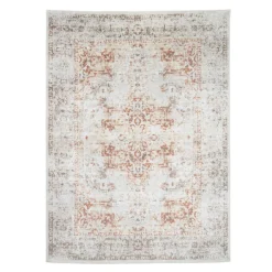 Waschbarer Teppich - Nova Medaillon Hellgrau