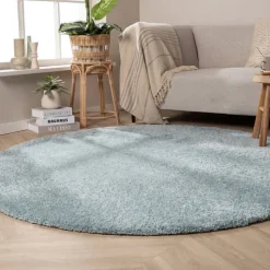 Waschbarer Teppich Rund - Clean Hellblau