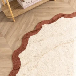 Waschbarer Teppich Rund - Hazy Braun Creme