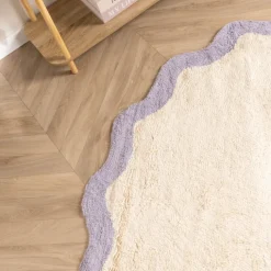 Waschbarer Teppich Rund - Hazy Lila Creme