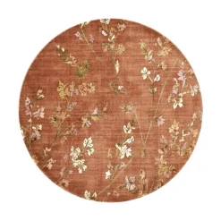 Waschbarer Teppich Rund - Misty Floral Terrakotta