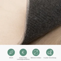 Waschbarer Teppich Rund - Vivid Beige