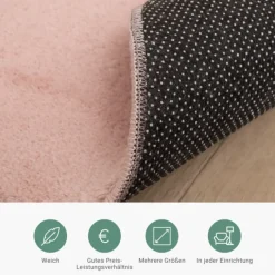 Waschbarer Teppich Rund - Vivid Rosa