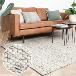 Wollteppich - Melange Creme Meliert