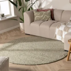 Wollteppich Rund - Feline Olivgrün Meliert