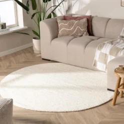 Wollteppich Rund - Feline Weiß