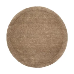 Wollteppich Rund - Isara Border Braun